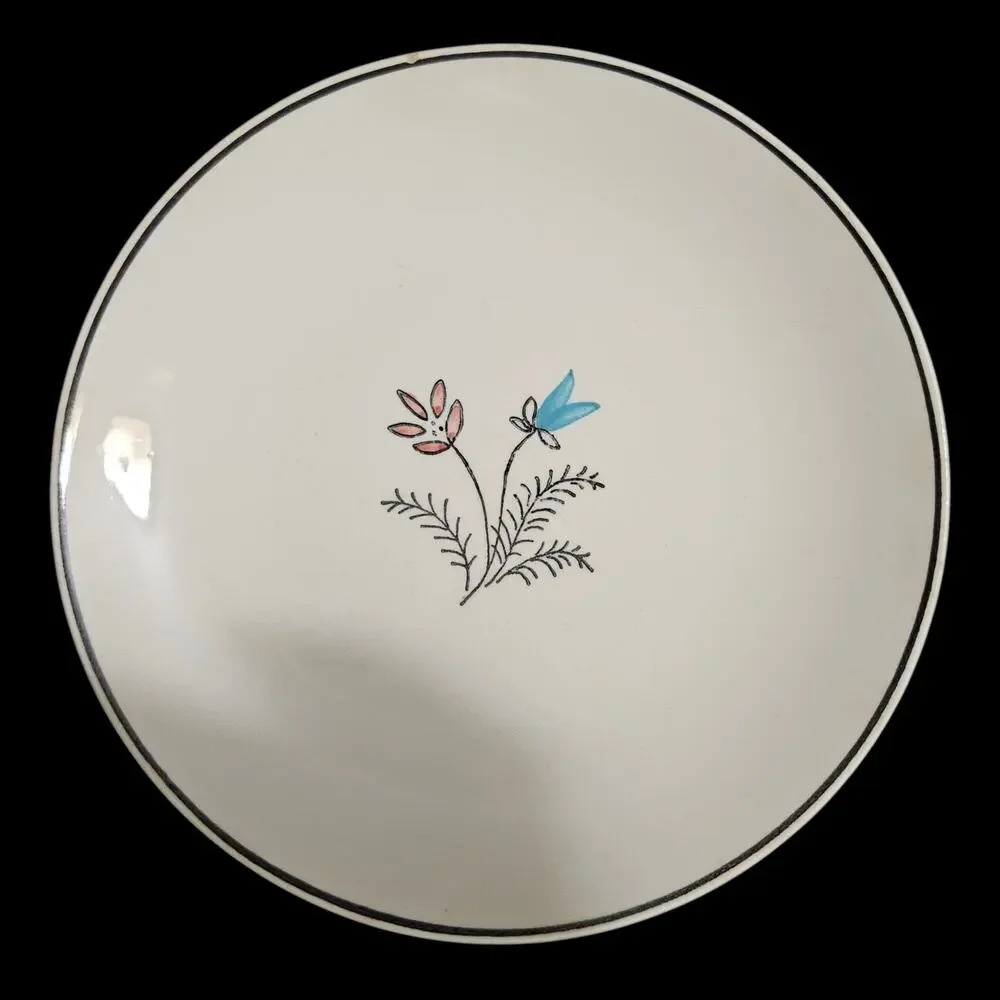 Vintage Floral Dessert Plates Set of 4 White Blue Pink Cottagecore